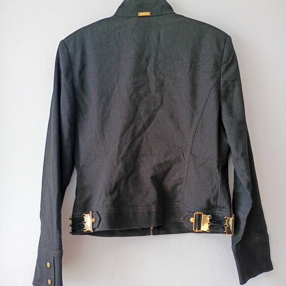 St John Sport Lightweight Denim Black Zip Jacket with Gold Hardware | Size P - Picture 6 of 10
